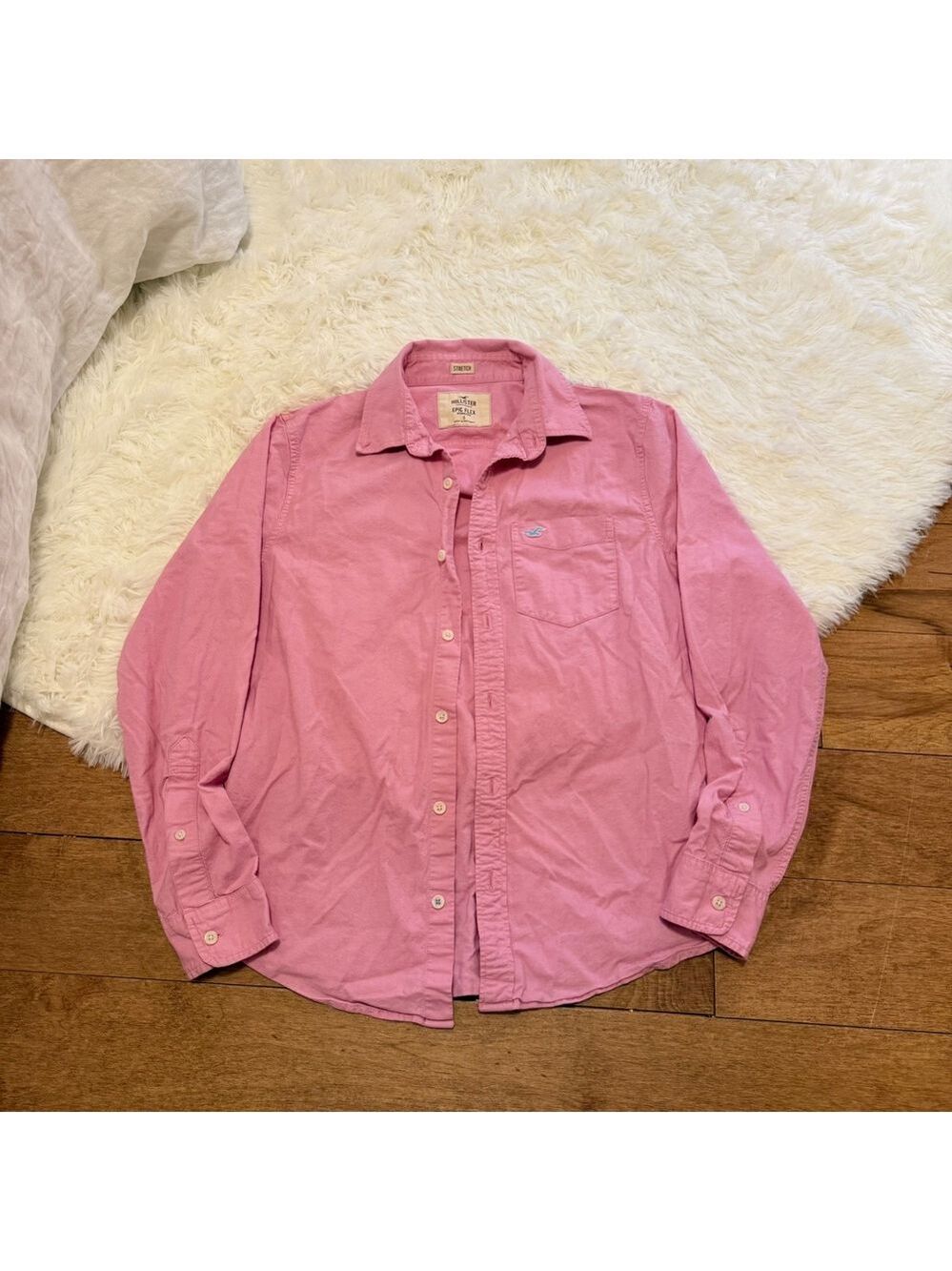 Hollister Epic‎ Flex Pink Button Down Shirt Mens Small Preppy Casual Vibe